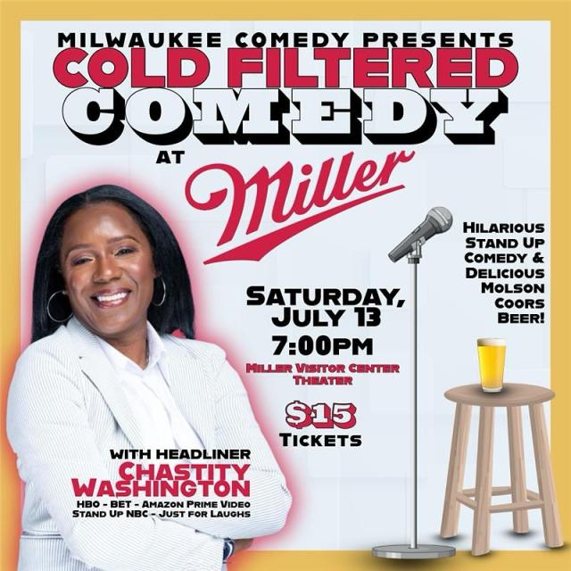 ‼️ This Saturday ‼️ Join us for the first comedy show at Miller Brewery presented by @milwaukeecomedy featuring Chastity Washington! 

Tickets are only $15, and seating is limited! This show is 21+, please bring your ID.

#millerbrewery #milwaukee #milwaukeeevents